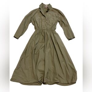 Vtg RAOUL Safari Utility Shirt Dress with Belt - Olive Green - Maxi- Soze 14